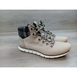 Cole Haan Zerogrand Waterproof Hiking Boots Tan Plaid Collar Women Size‎ 7.5B